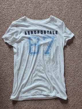Aeropostale White Tee with Light Blue '87 Graphic